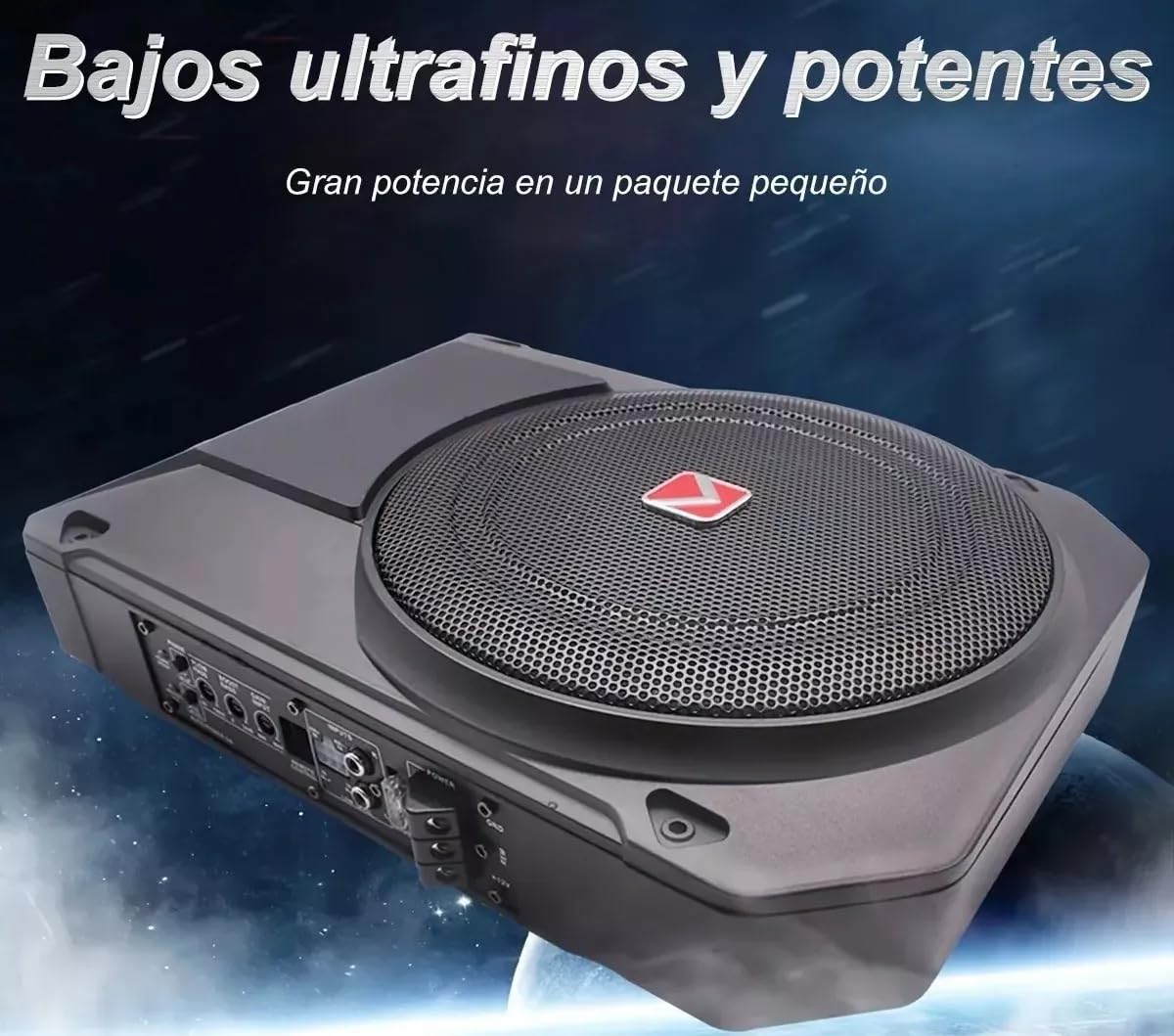 FINYQBET Subwoofer Amplificado de 10 Pulgadas, 800W con Amplificador Integrado, Diseño Delgado para Instalación Bajo el Asiento, Filtro de Paso Bajo y Refuerzo de Graves, Ideal para Autos y Camionetas