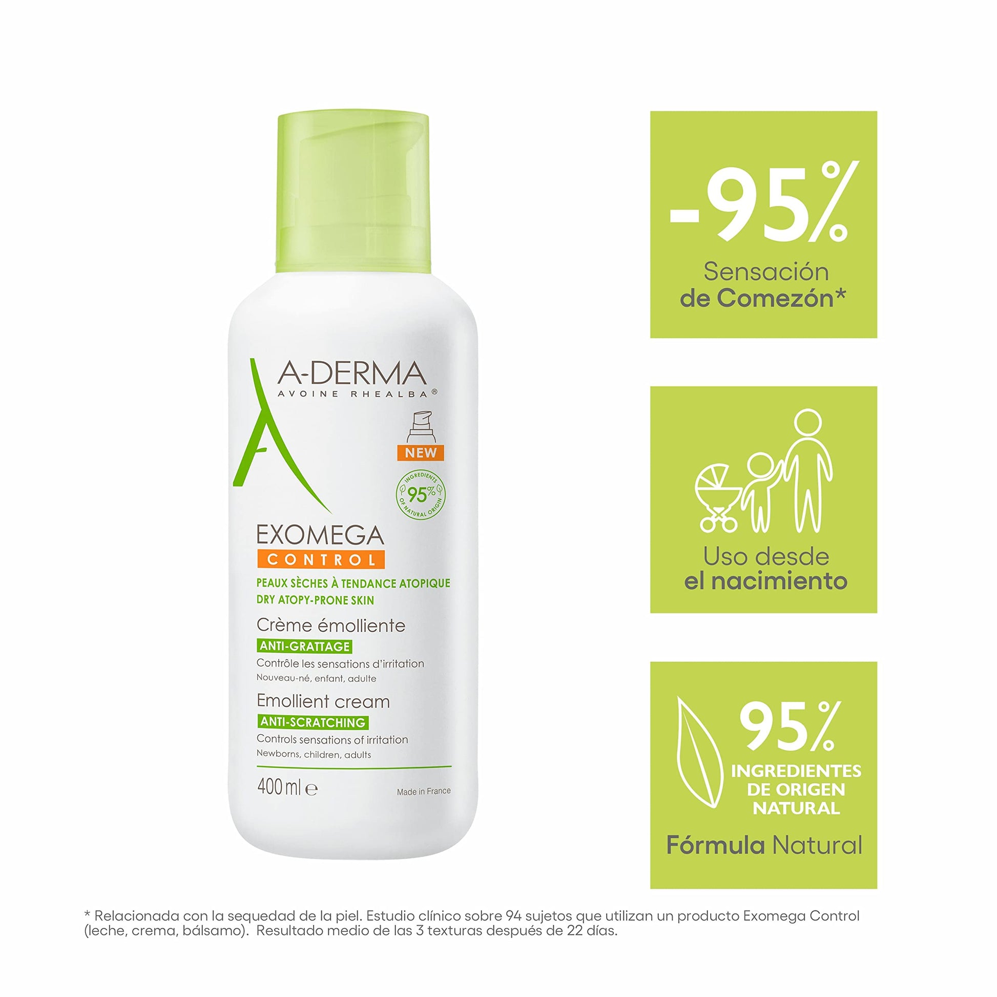 Crema Emoliente Aderma para Piel Seca y Sensible - Hidratación Profunda, 400 ml