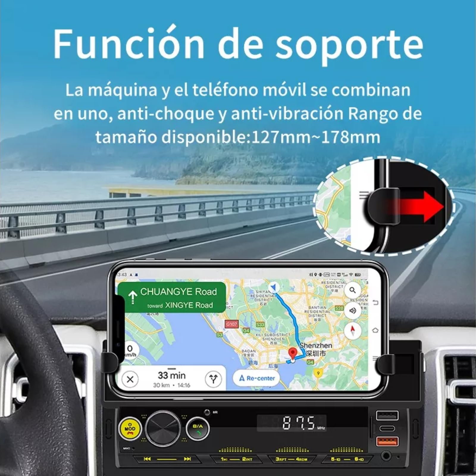 FINYQBET Estéreo para Auto con Mp3 2 USB,Reproductor Estéreo para Coche 1DIN con Control Múltiple, Carga Rápida USB y Subwoofer, Ideal para Conducción Segura y Entretenimiento en el Vehículo