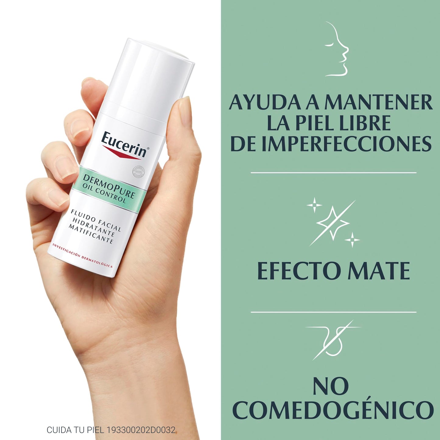 Eucerin Fluido Facial Hidratante Matificante para piel grasa, 50 ml