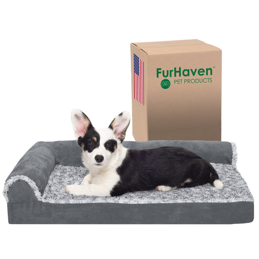 Furhaven - Deluxe - Cama para perros y gatos, gris Stone, tamaño mediano