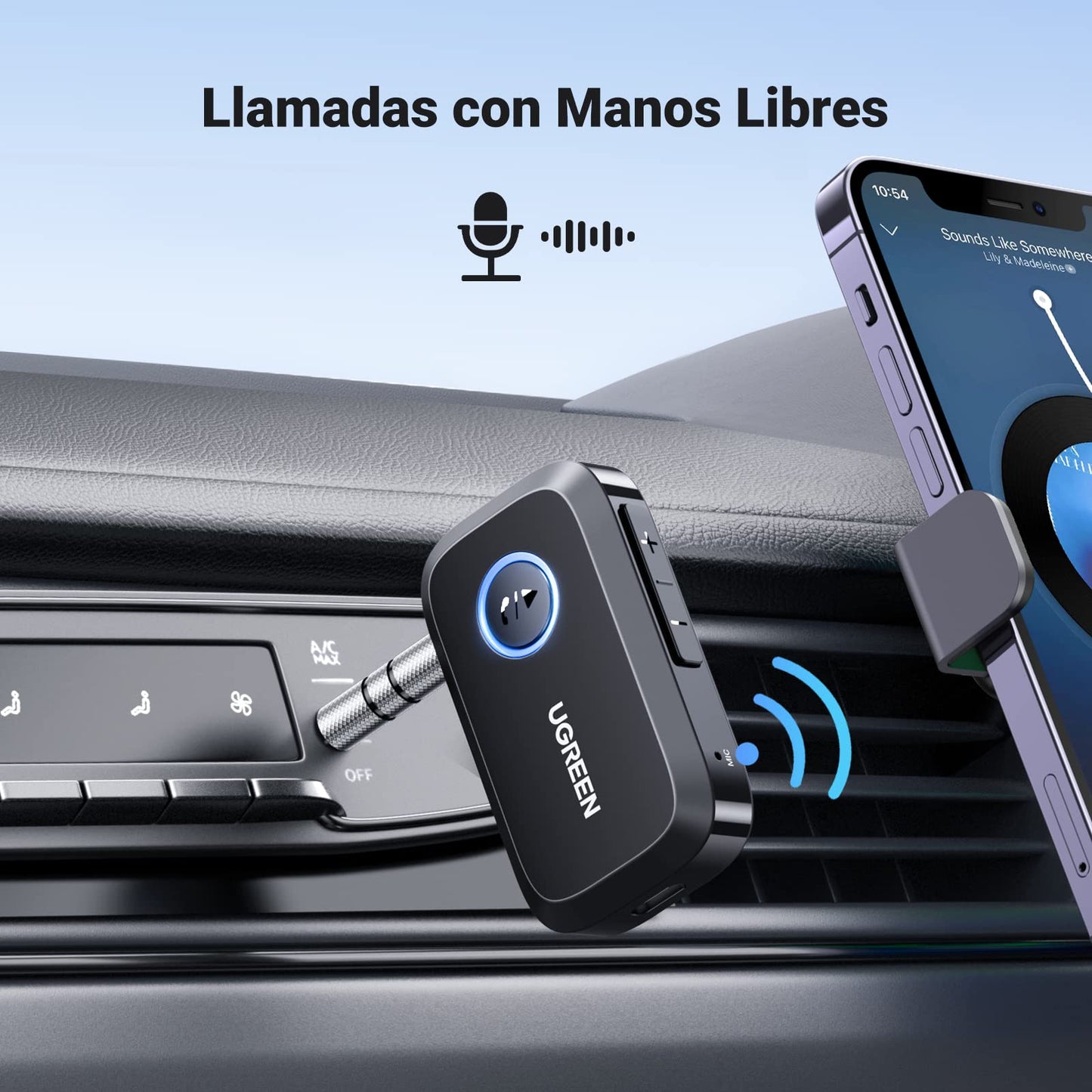 Receptor Bluetooth UGREEN Azul Incorporado para Coche y Altavoces