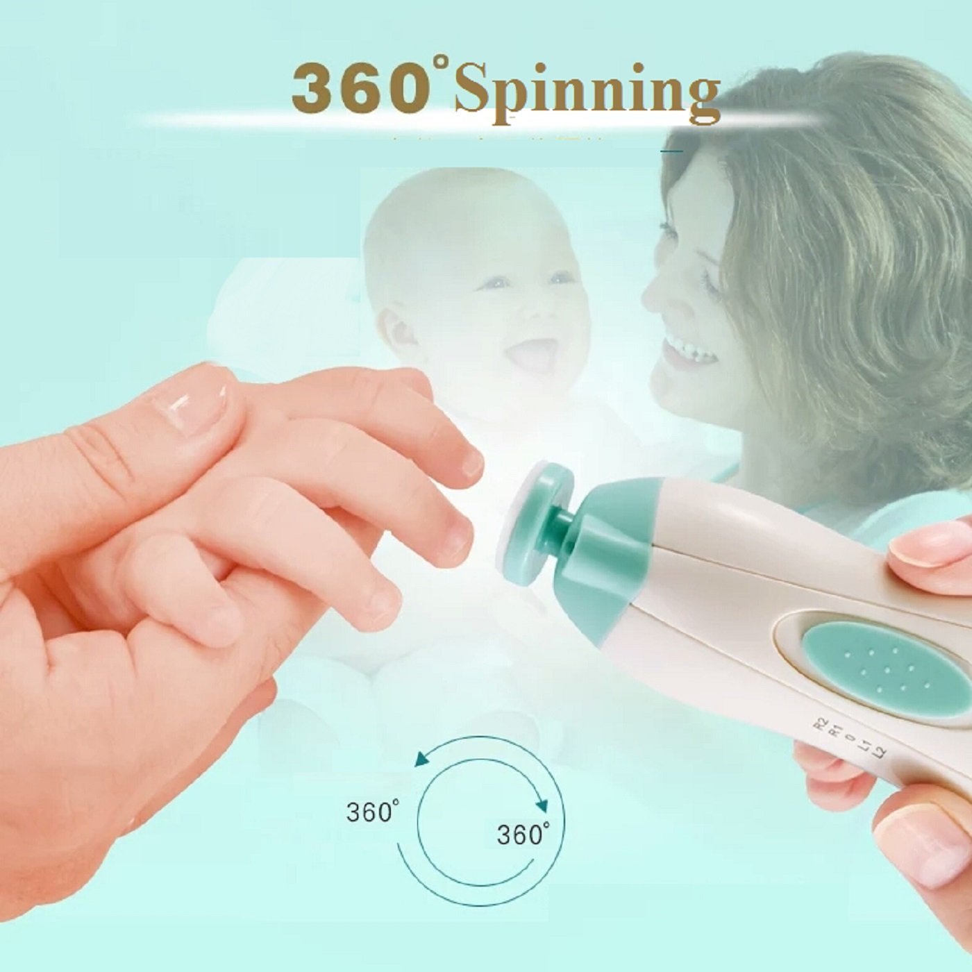 Lima de Uñas para Bebé Cortador de Uñas Eléctrico - Jaybva Cortauñas Seguro para Bebé Cortador para Recién Nacidos Niños Pequeños Niños con Luz LED Azul y Verde