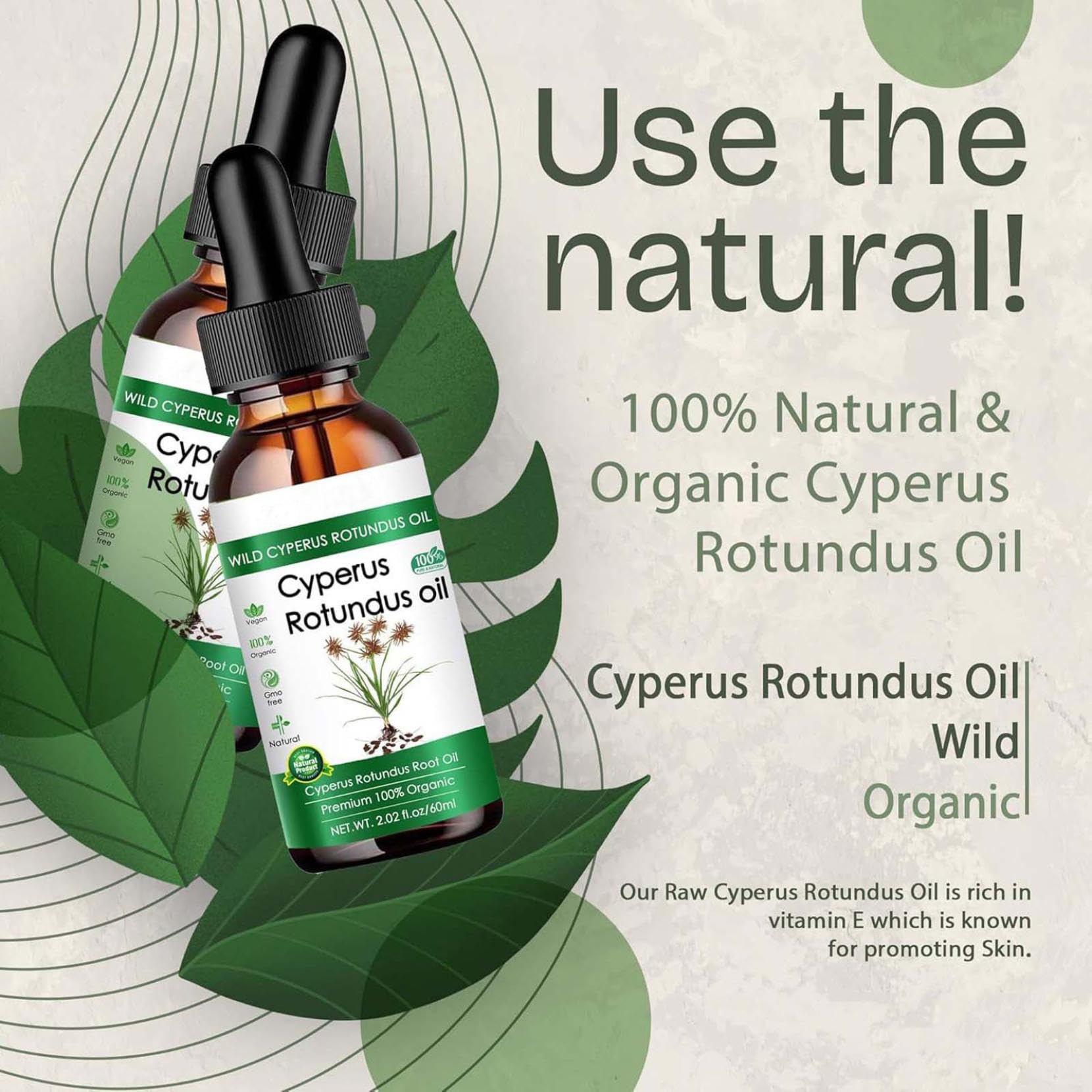 Aceite Orgánico Nutriente para Piel Radiante - Hierba de Nut Orgánica - 60ml.