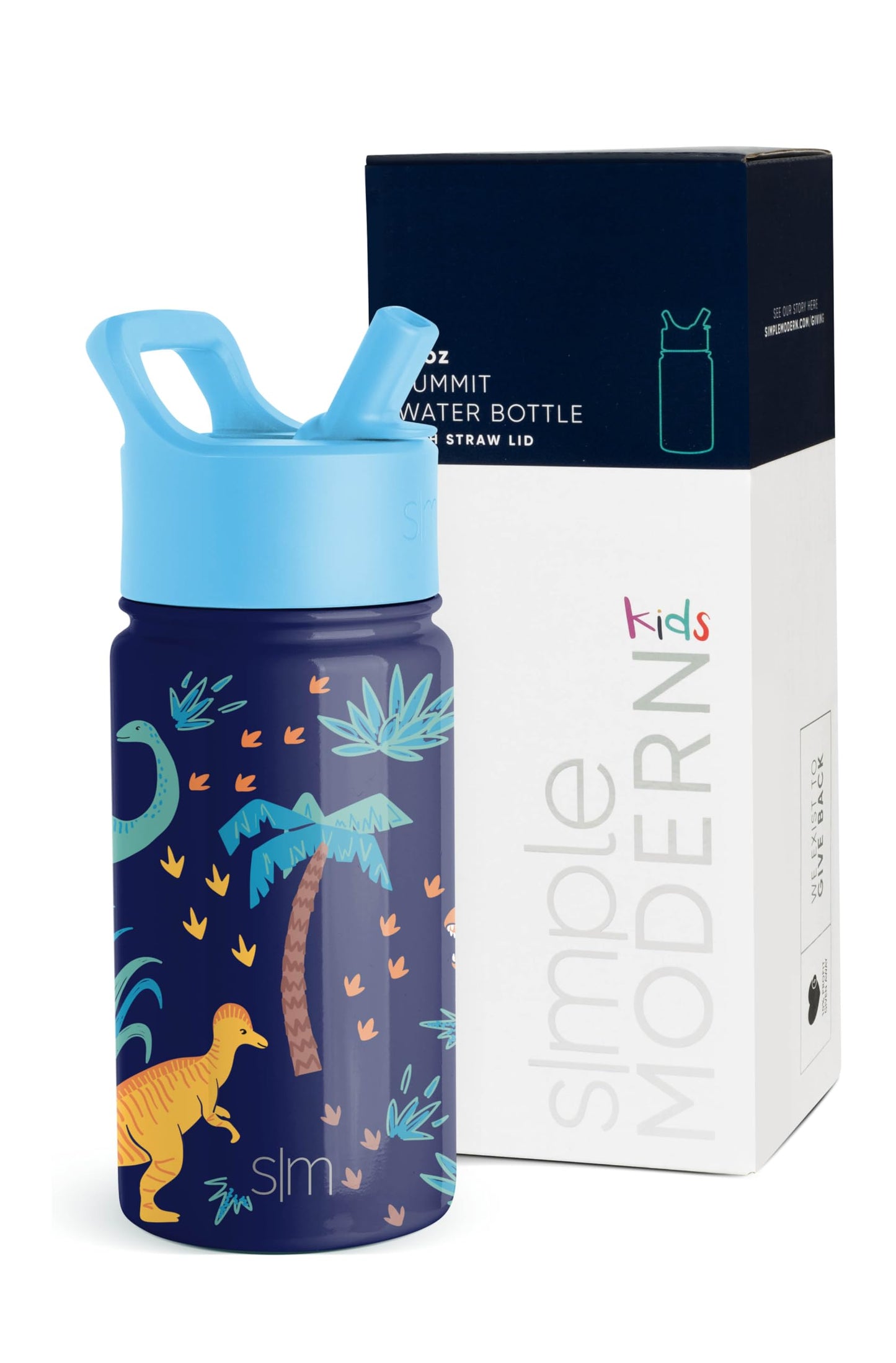 Botella de Agua Simple Modern Jurassic Jungle Acero Inoxidable Aislada 415ml para Niños y Niñas