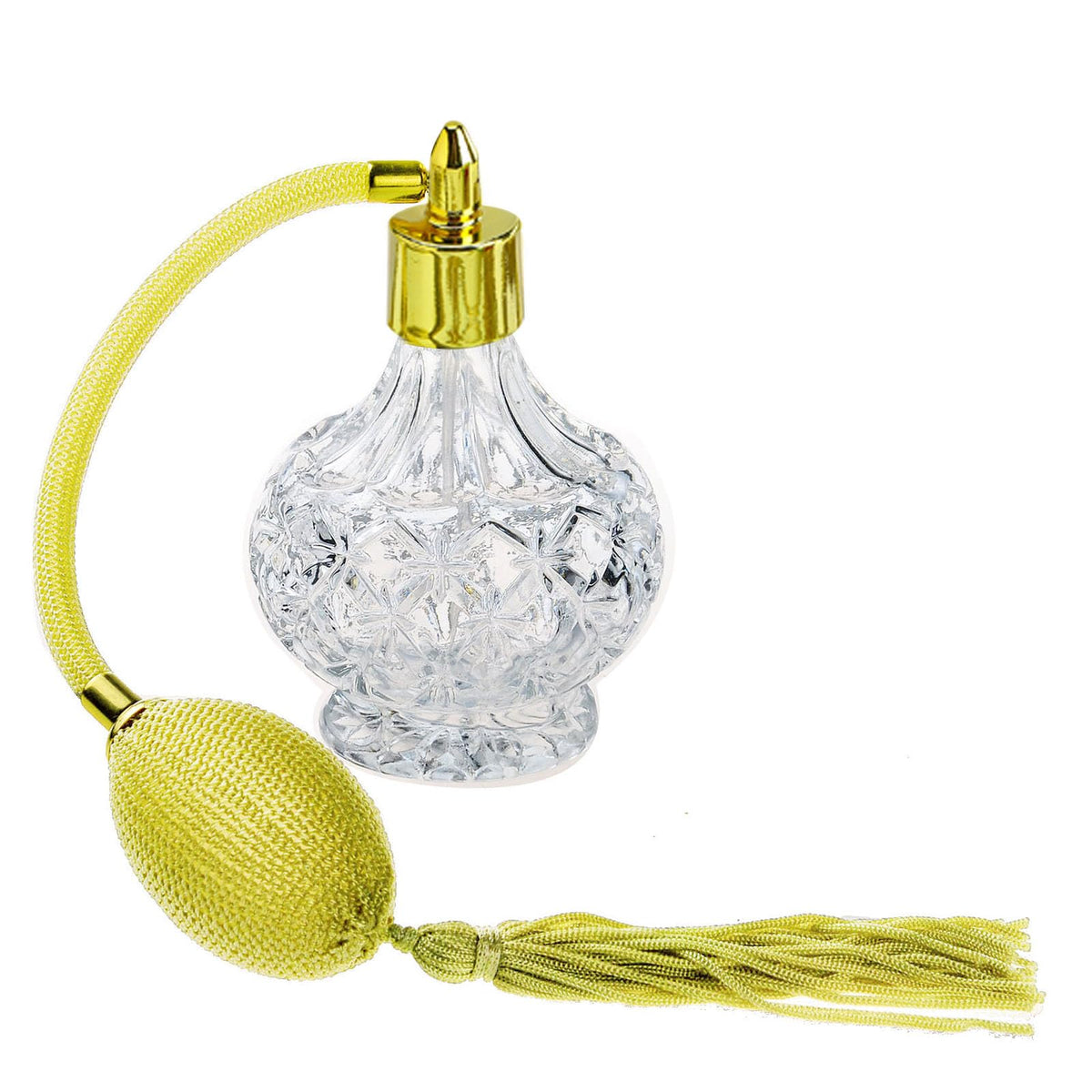 H&D Charming Clear Checked Carved Glass Empty Refillable Perfume Bottle with Spray Atomizer