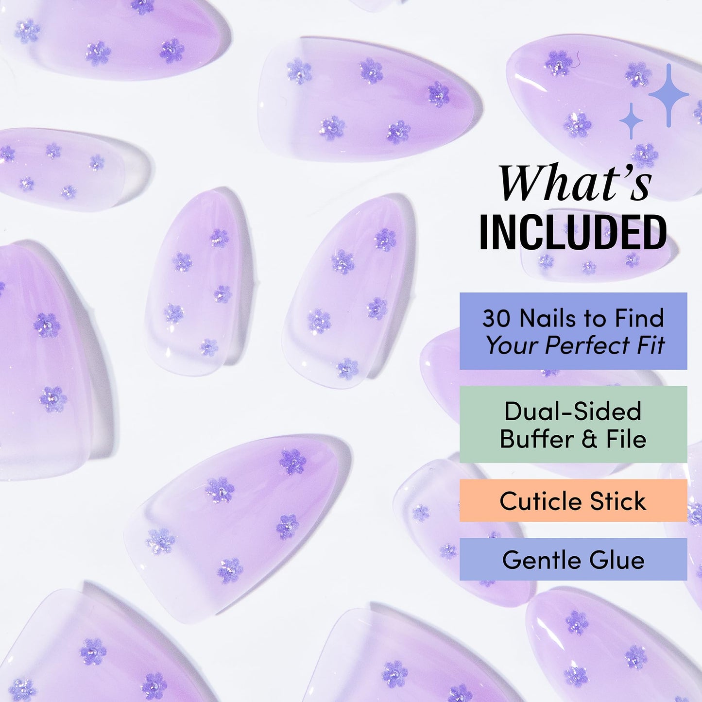 Chillhouse - Kit de Uñas Chill Tips Press on - Fifi la Fleur (Almendra) - 30 Formas y Tamaños de Uñas - Hasta 2 Semanas de Uso - Ajuste Personalizable - Reutilizable - Fundado por Latinas y Propiedad