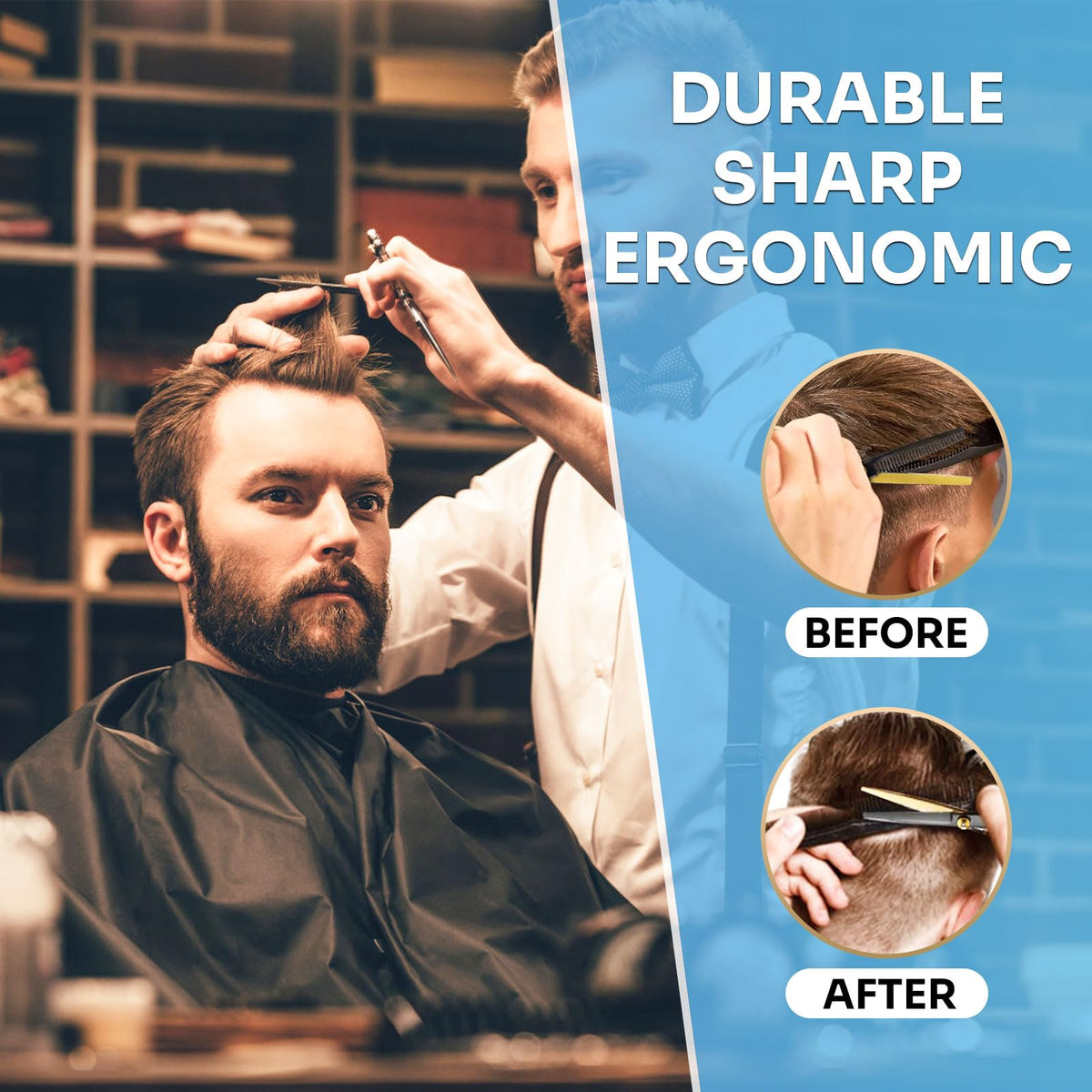 Tijeras de Peluquería Profesional,Juego de Tijeras de Pelo de Acero Inoxidable con Capa de Barbero y Peine, Tijeras para Cabello con Clip y Bolsa de Almacenamiento para Hogar, Eluquería, Set de Tijeras Cortar Pelo para Hombres y Mujeres