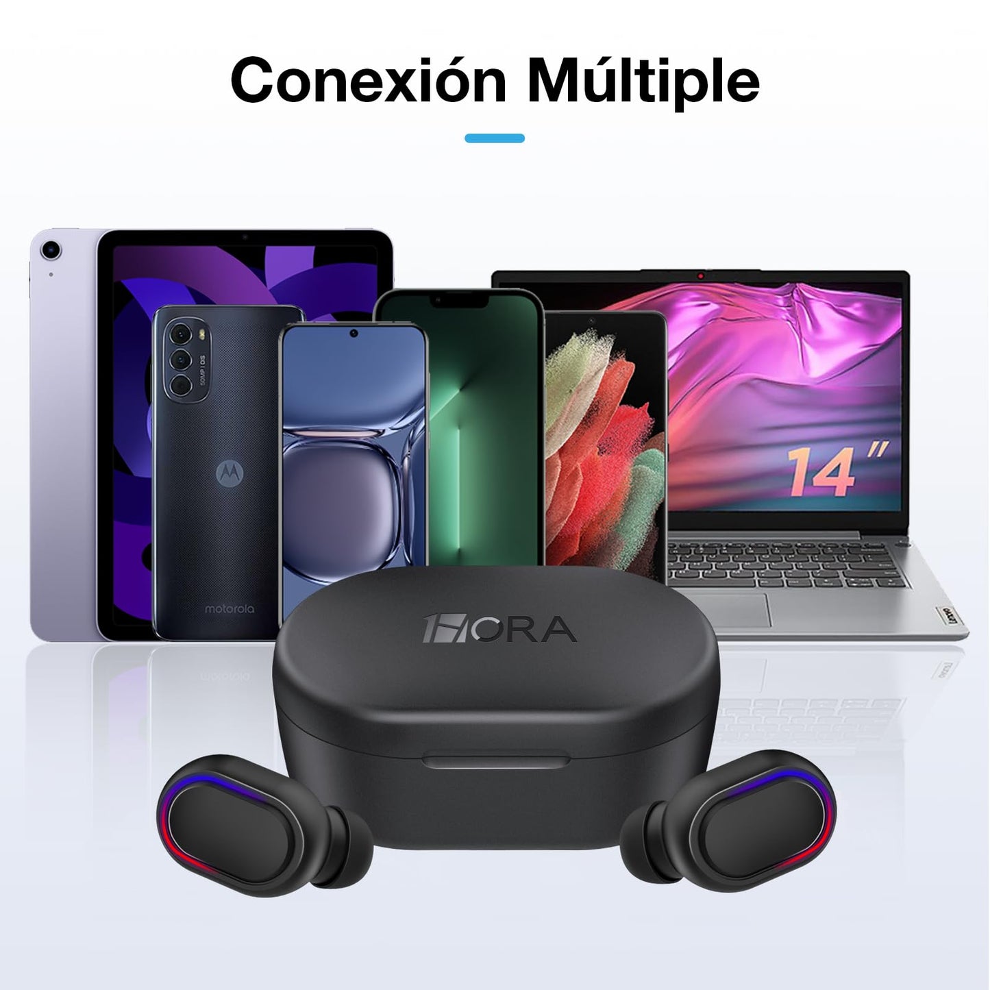 Audífonos Inalámbricos 1 Hora Negro con Pantalla Digital para Correr y Escuchar Música