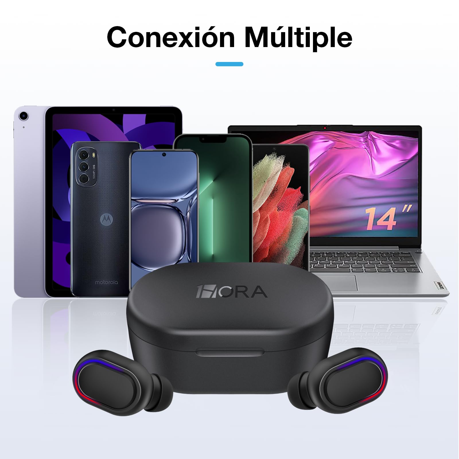 Audífonos Inalámbricos 1 Hora Negro con Pantalla Digital para Correr y Escuchar Música