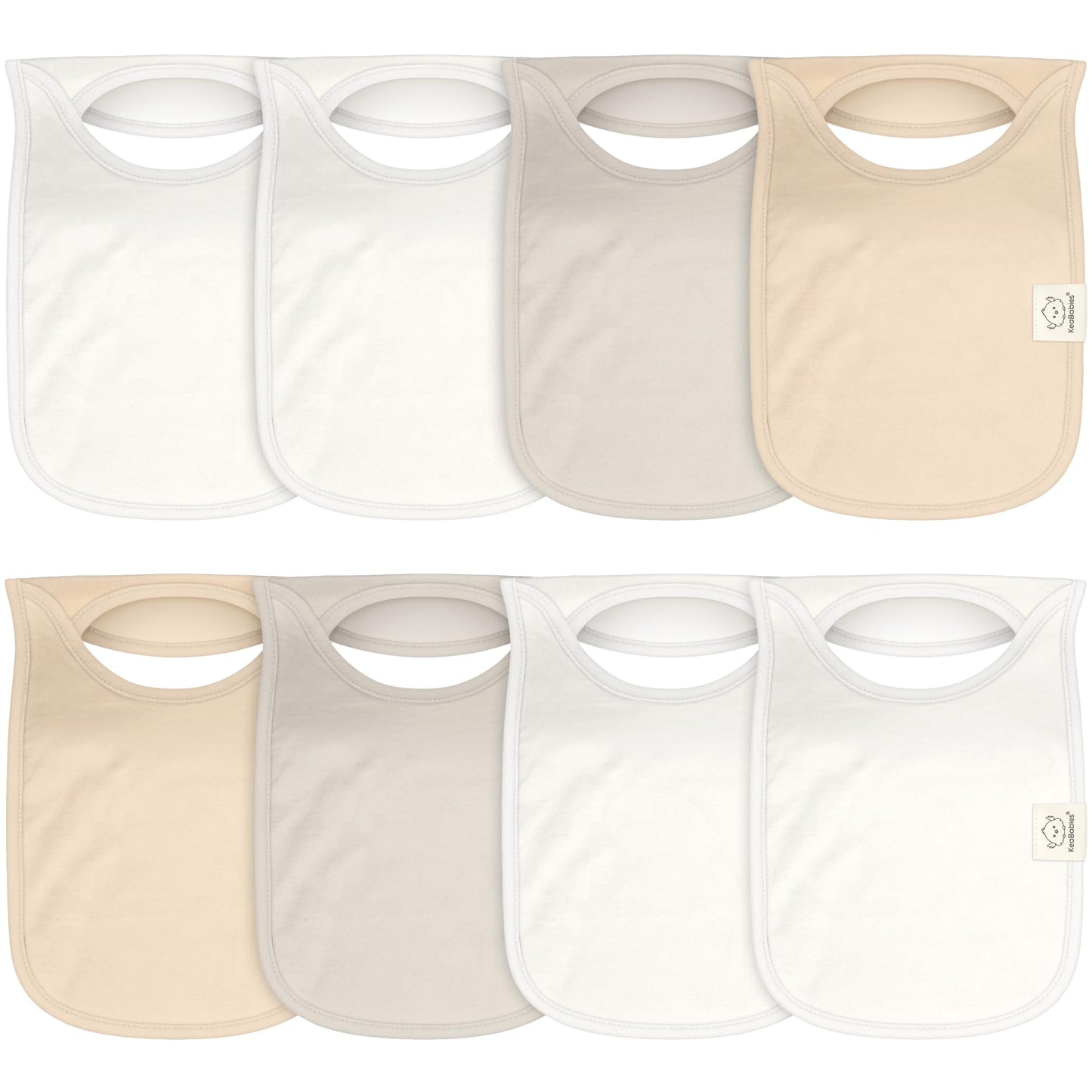 KeaBabies - Paquete de 8 baberos para bebés para niños y niñas, baberos sin botones para la dentición, bebé niña y niño pequeño, recién nacido, suave y absorbente, colores bonitos, cobertura grande
