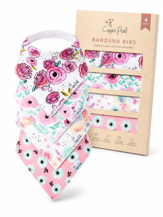 Baberos Bandana Bloom Cooper Pearl Rosa Set de 4 para Bebé