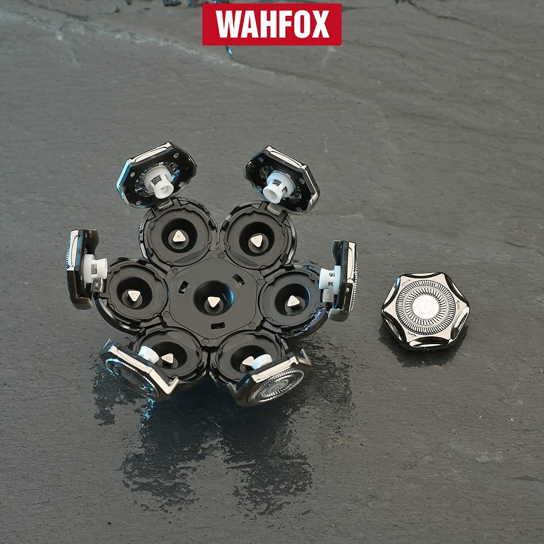 WAHFOX 7D 7 cabezales de repuesto para afeitadora de 7 cuchillas 7D 7D de repuesto para afeitadora de barba eléctrica (plata)