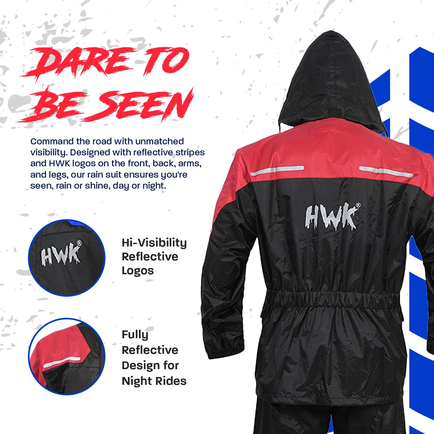 HWK - Traje de lluvia de motocicleta para hombres y mujeres, ropa, chamarras y pantalones reflectantes, traje de lluvia impermeable
