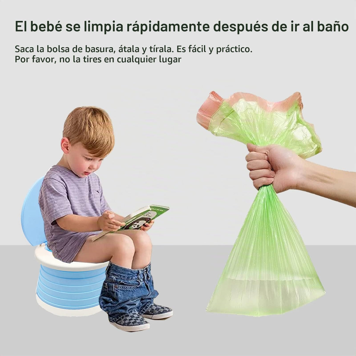 Orinal de viaje para niños pequeños, inodoro portátil y plegable, se aplica al asiento de emergencia para automóvil, campamento, al aire última intervensión, interior (azul, pequeño)