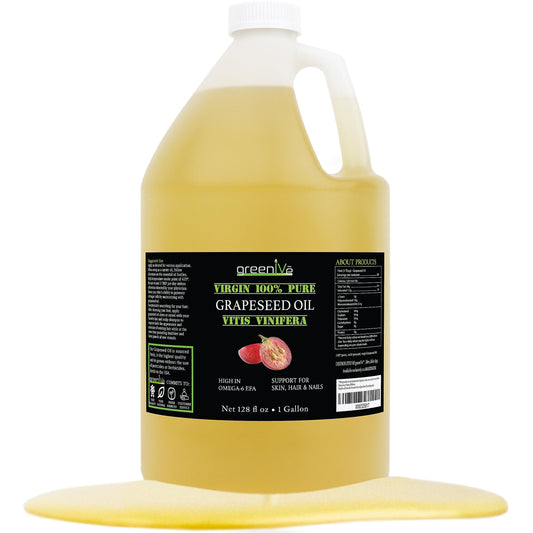 GreenIVe - Aceite de semilla de uva - Aceite de semilla de uva prensado en frío 100% puro - Exclusivamente en Amazon (128 onzas (1 galón))
