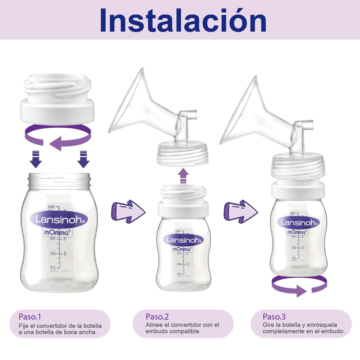 Adaptador de Rosca de Botella Maymom para Sistemas de Extractor de Leche de Boca Ancha (Compatible Universal) – 4 unidades