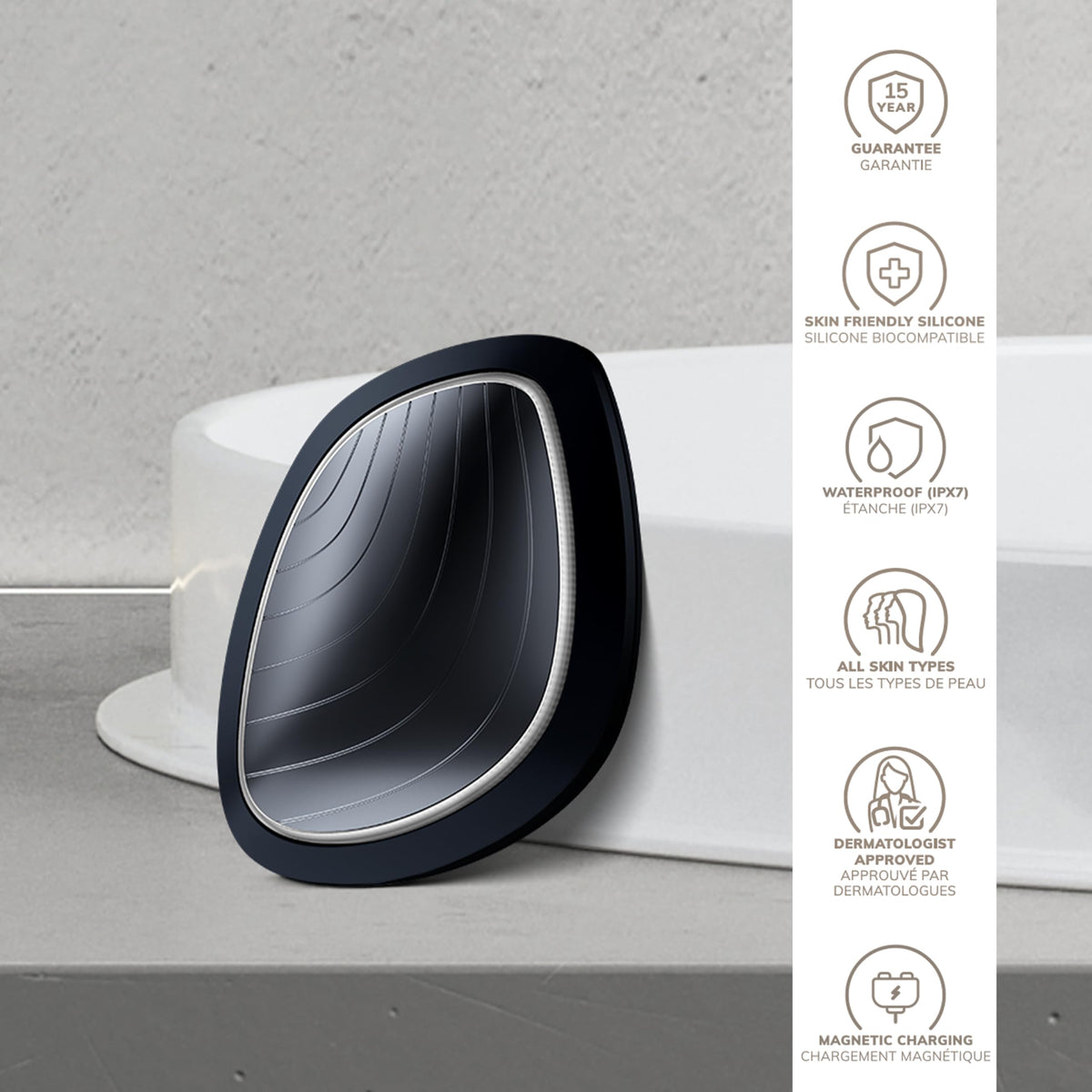 GESKE | SmartAppGuided™ Sonic Warm & Cool Mask | 9 en 1 | Máscara facial LED de belleza | Espectro LED completo y terapia de luz roja | Calor/frío | Mayor absorción de productosl | masajeador facial