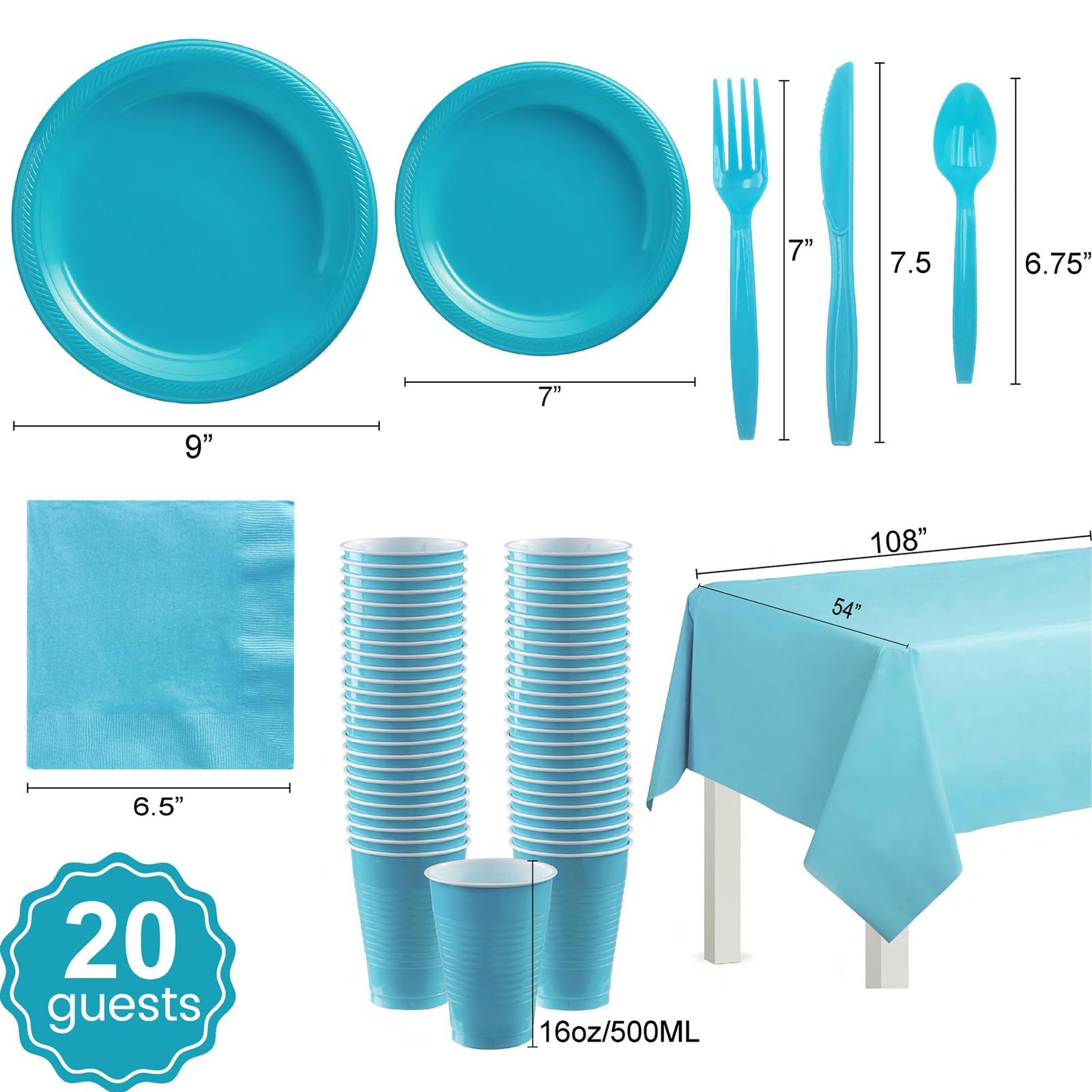 Juego de Vajilla de Fiesta Azul Adecuado para Bodas y Cumpleaños