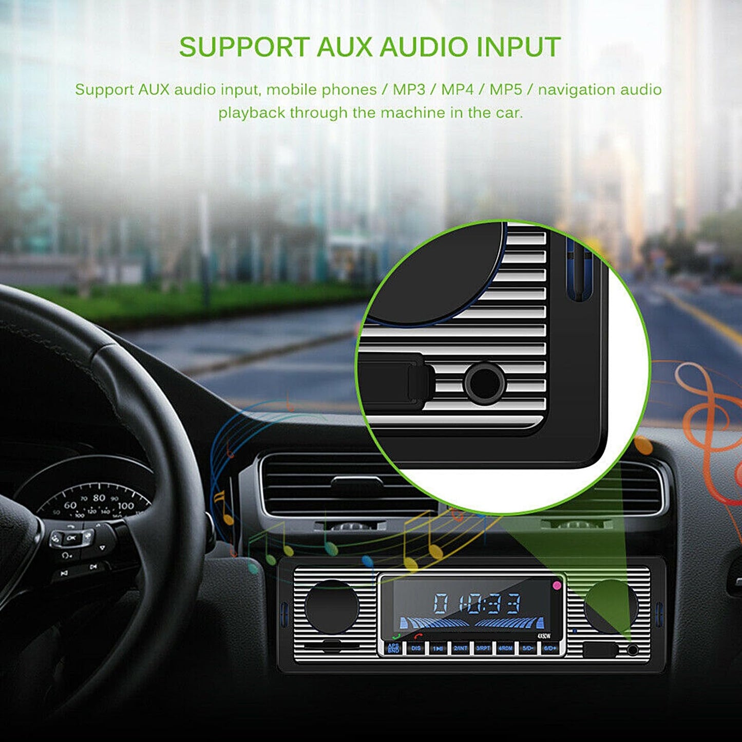 Radio Bluetooth para Automóvil, Estéreo Clásico Reproductor MP3 con USB, SD, AUX Y FM, Unidad De Montaje En Tablero
