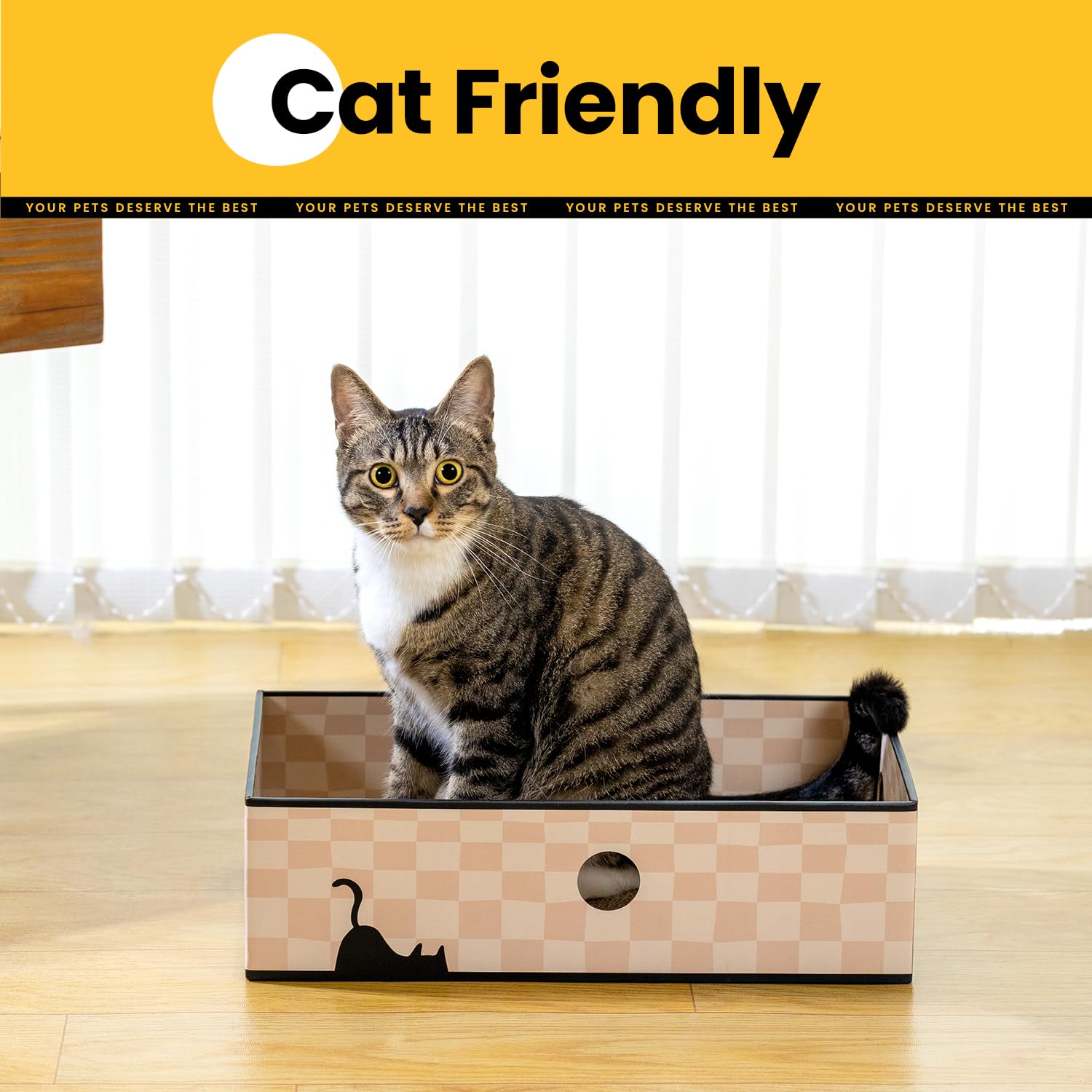 Conlun Caja Rascadora para Gatos con Tablero Rascador para Gatos Portátil De 3 Capas Corrugado para Gatos Juguetes para Gatos Cama De Cartón De Doble Cara para Uso Pesado, Diseño De Orificio