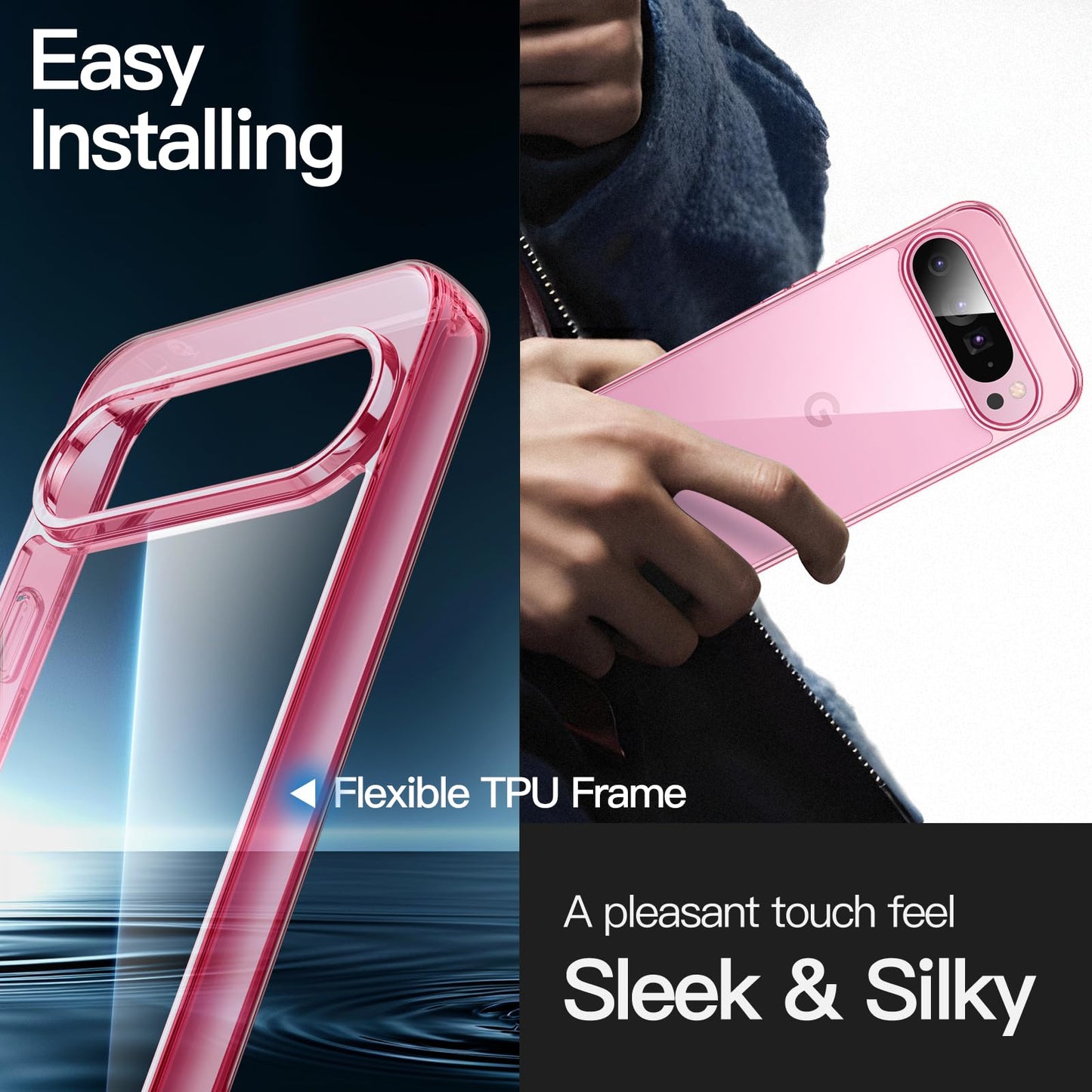 JETech Funda para Google Pixel 9 Pro XL 2024, Anti-Amarillo Antigolpes Protectora Carcasa, Antiarañazos PC Duro Respaldo (Rosa Cuarzo)