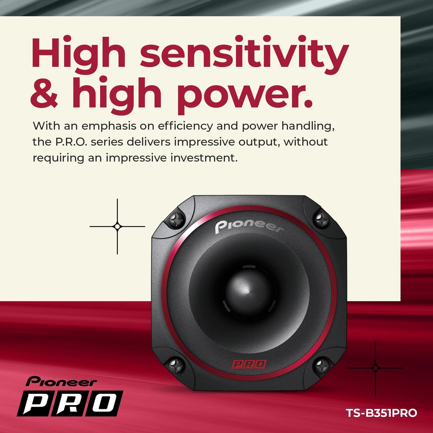 Tweeters Pioneer Serie PRO TS-B351PRO 3.5 Pulgadas 250W Estilo Bala para Audio de Coche de Alto SPL Profesional