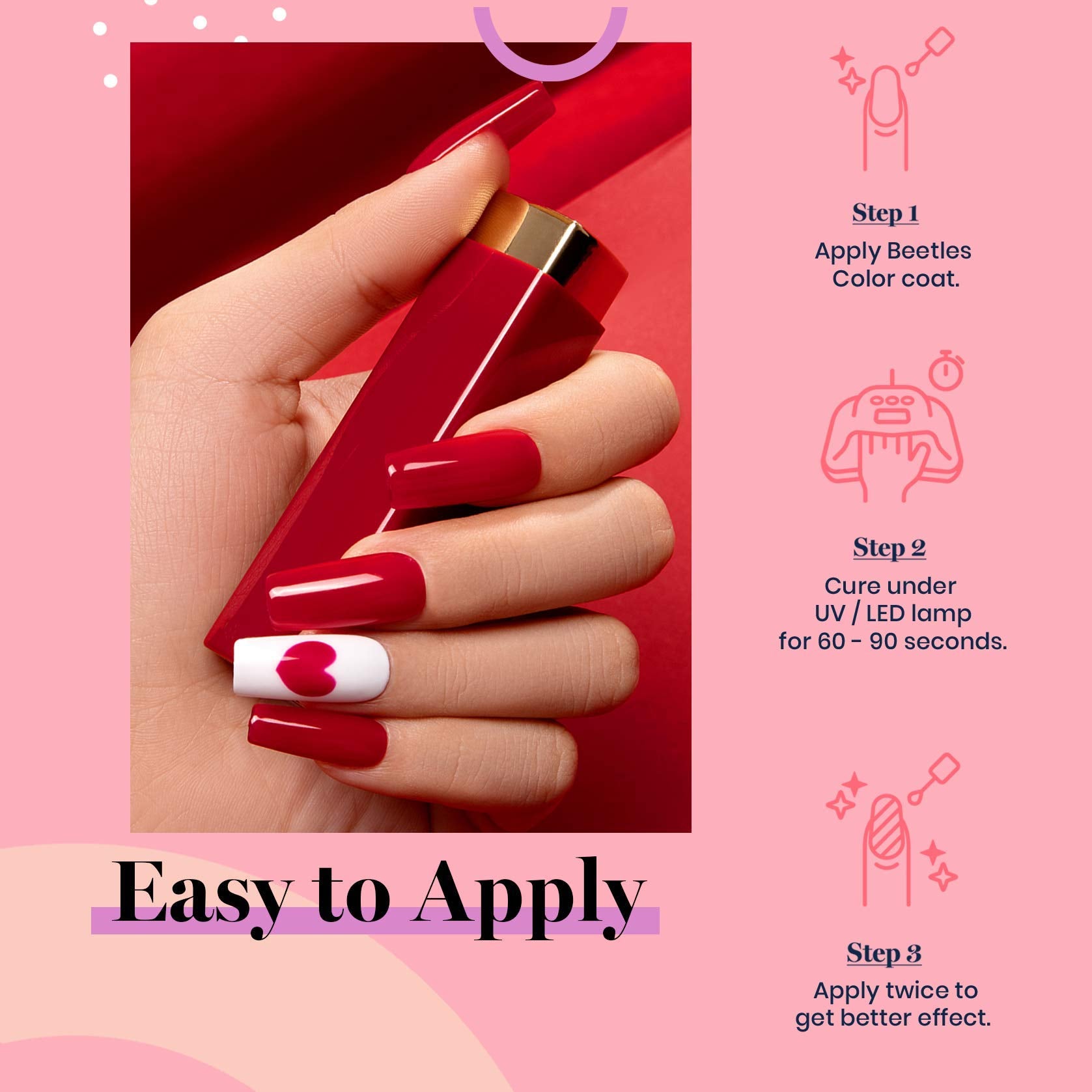 Beetles Gel Polish - Set de Esmalte de Gel LED | 6 Colores Rojos de Larga Duración.