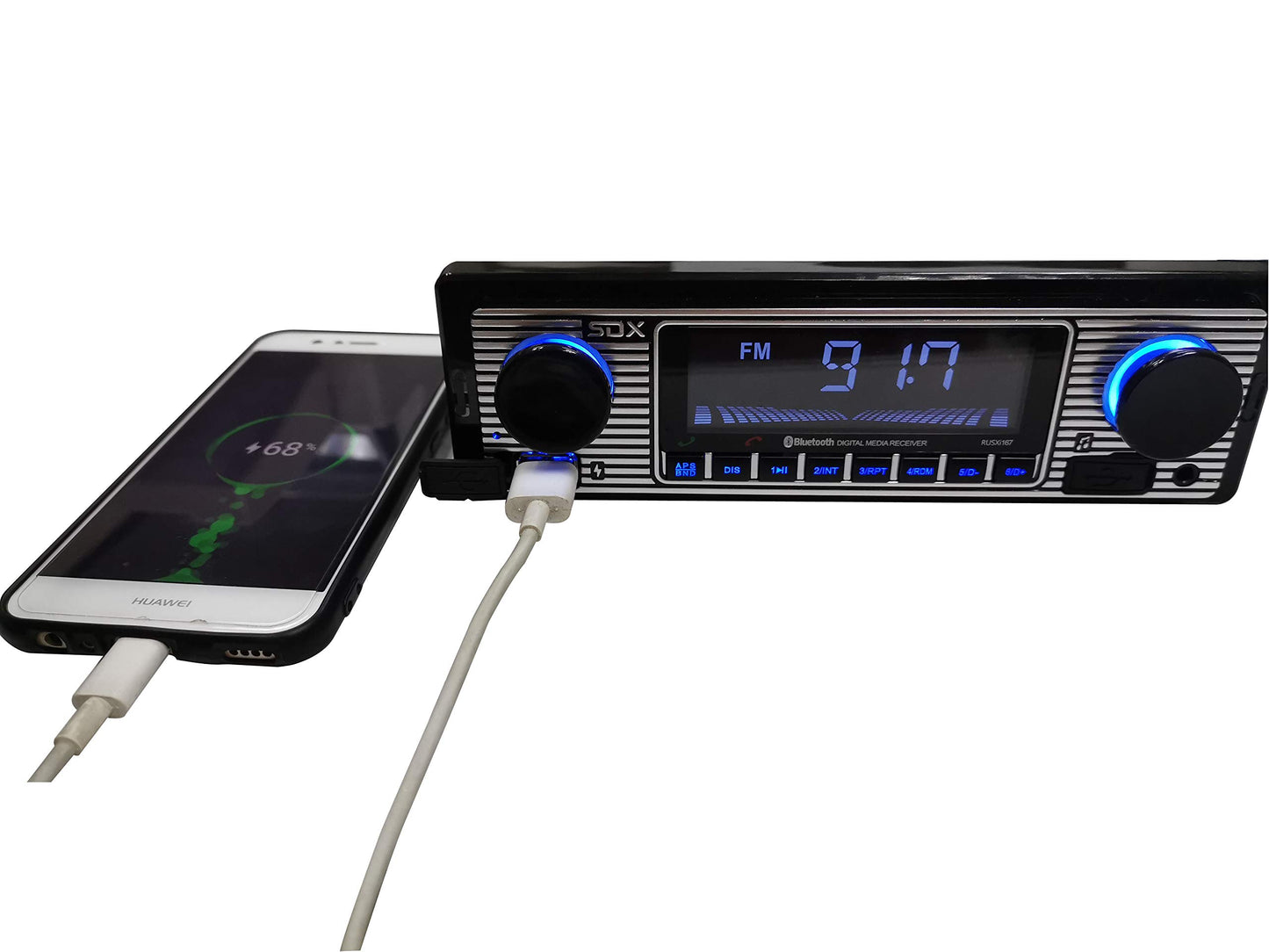 Sondpex RUSXi167: Receptor Multimedia Digital de Estilo Vintage con Puerto de Carga USB