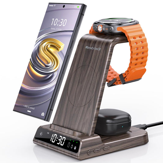 Cargador inalámbrico para estación de Carga Samsung, Cargador de teléfono Android 3 en 1 para Samsung Galaxy S25 Ultra/S24 Ultra/S23/Z Fold7/Flip7, Galaxy Watch 8/8 Classic/Ultra/7/6/5, Galaxy Buds 3
