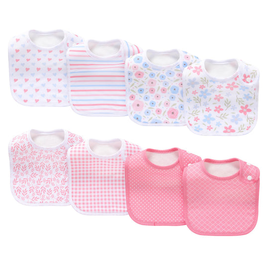 Baberos Paquete de 8 LazyRhino Rosa Ajustables y Ultra Suaves para Dentición Unisex