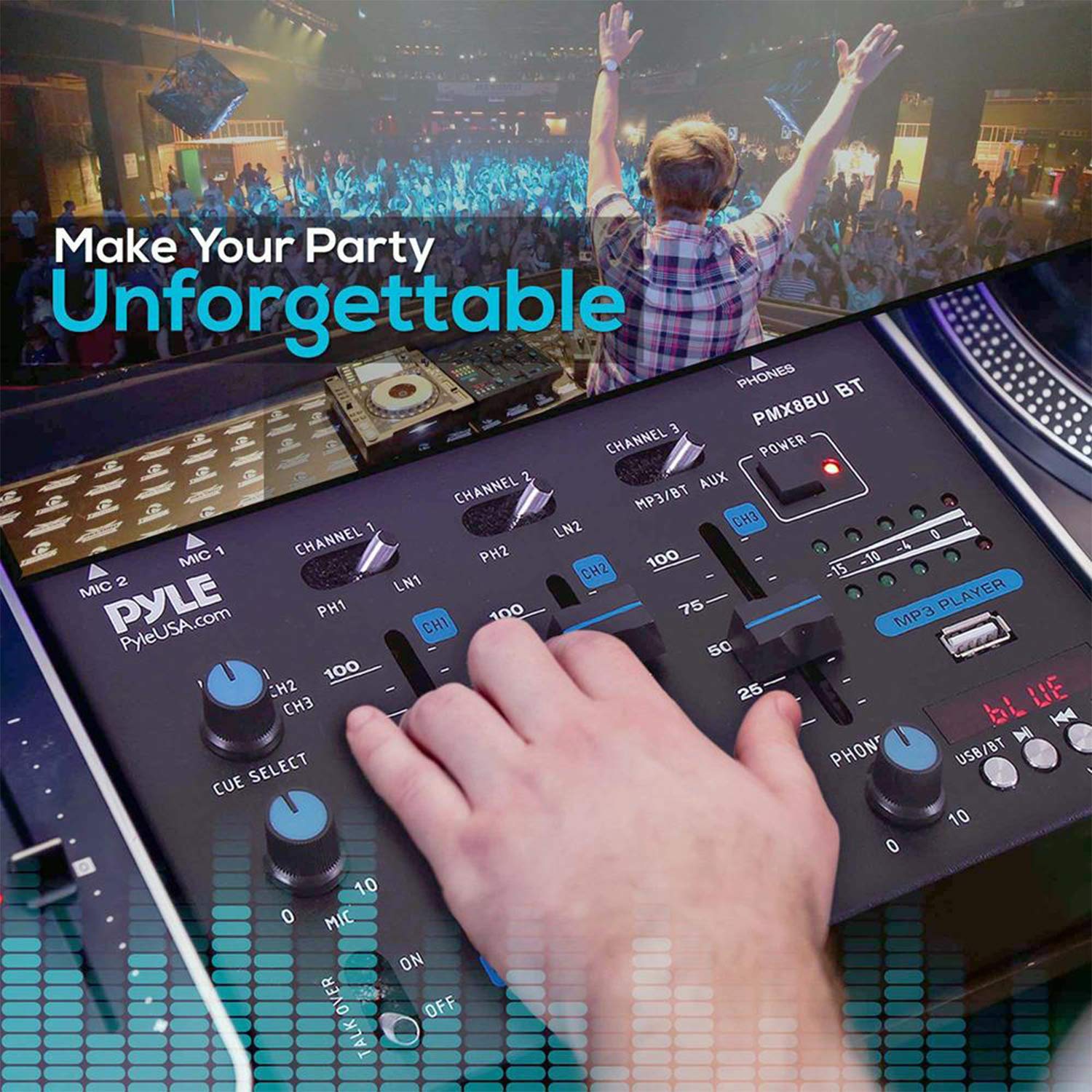 Mezclador de Sonido Pyle Blanco Inalámbrico para DJ con Bluetooth y USB