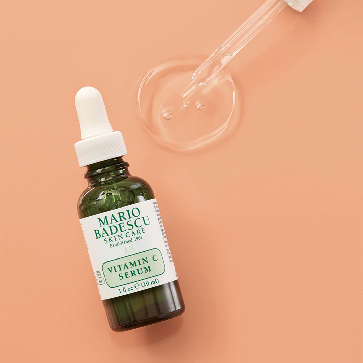 Mario Badescu Suero de vitamina C para todo tipo de piel | Suero ligero con vitamina C e hialuronato de sodio | Reduce visiblemente los signos del envejecimiento | 1 onza líquida (paquete de 1)