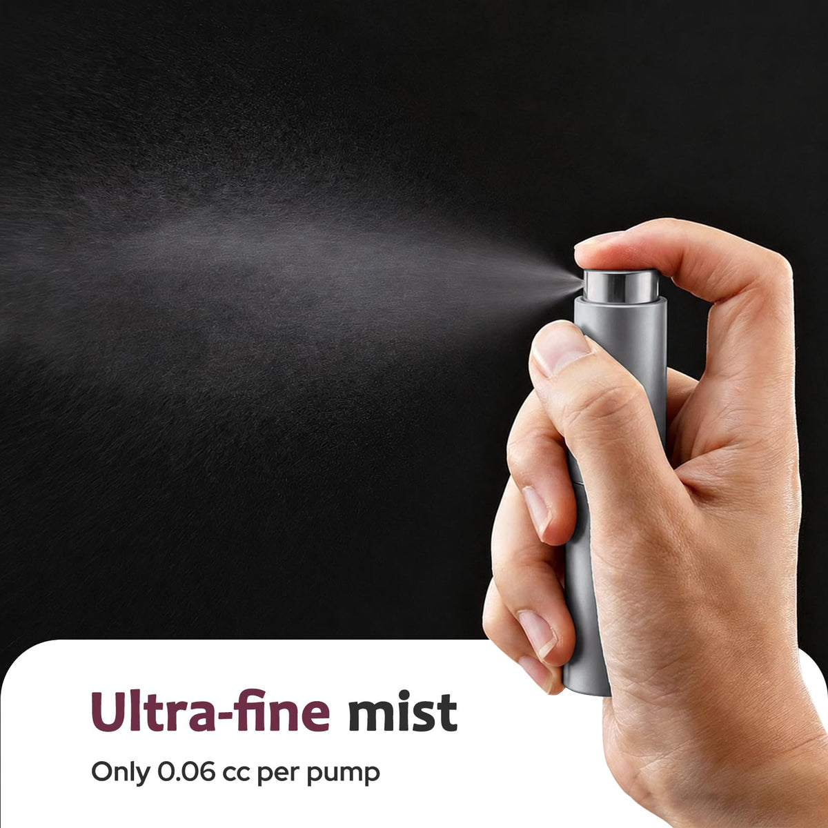 LISAPACK Botella atomizadora de perfume de 8 ml para viajes, dispensador de colonia recargable vacía, pulverizador portátil (gris)