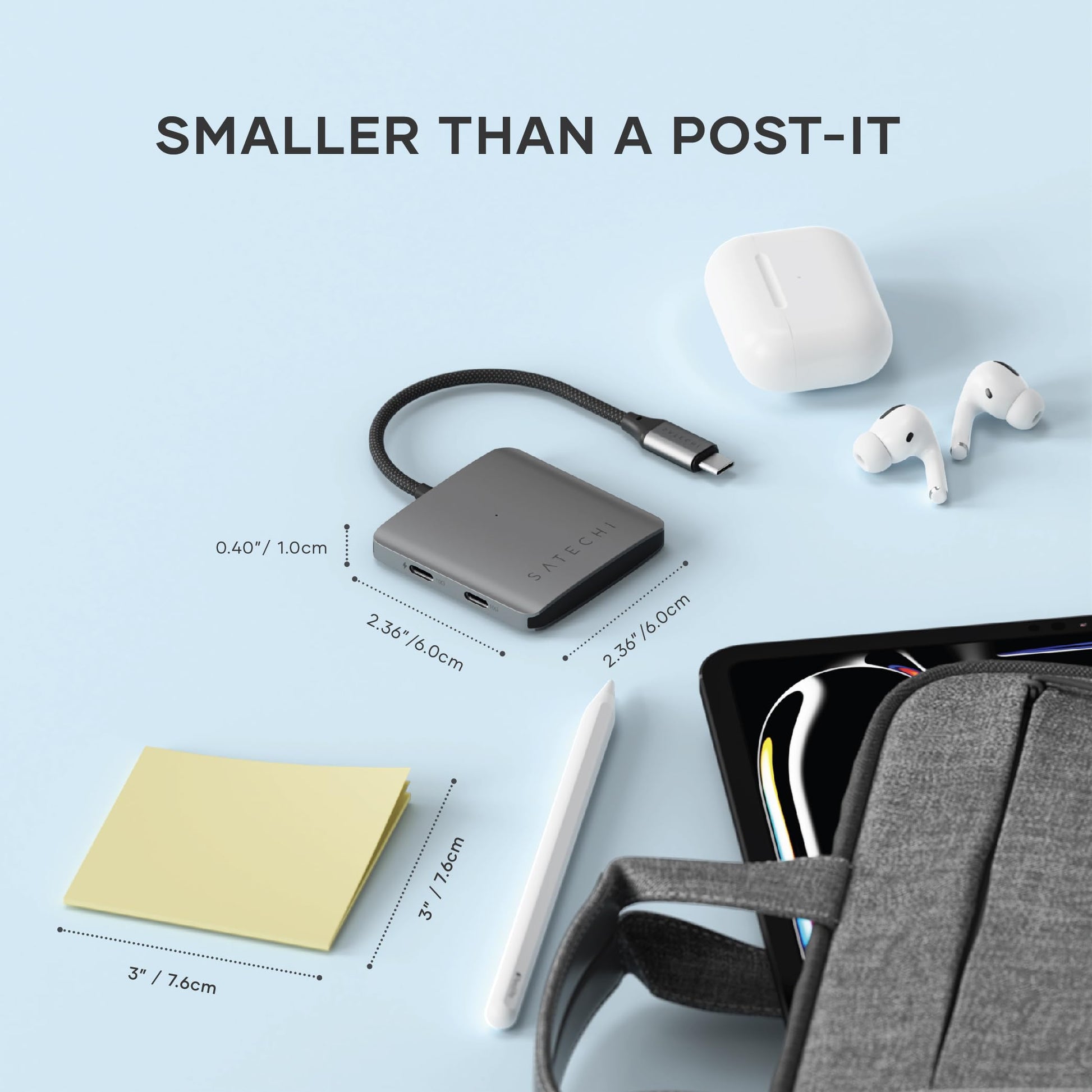 Concentrador USB-C SATECHI Plateado con 100W PD y Puertos USB 3.2 para MacBook, iPad y Más