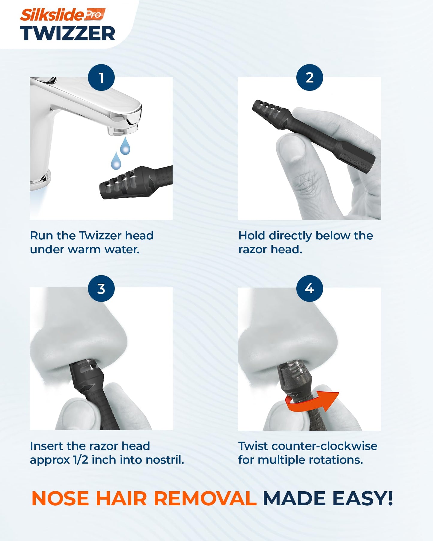 Silkslide TWIZZER, recortadora de pelo de nariz y oído para hombres y mujeres, depilación nasal, cuchillas alemanas, diseño patentado, sin electricidad ni baterías