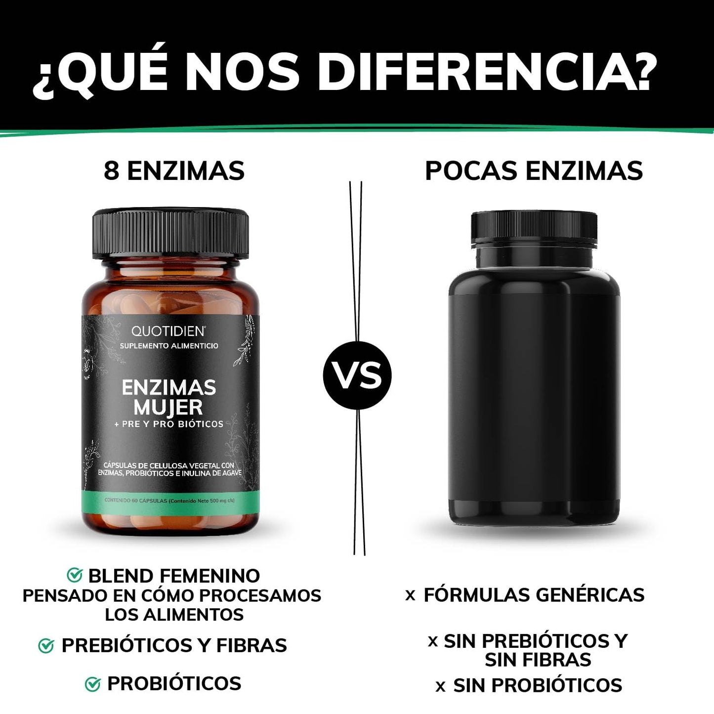 Suplemento Digestivo Quotidien Vegano Amplio Espectro para Mujer