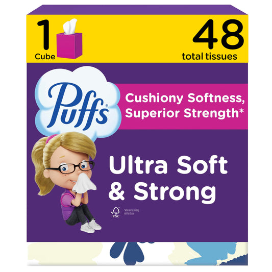 PUFFS Ultra suave tela facial no loción, blanco, 48 unidades