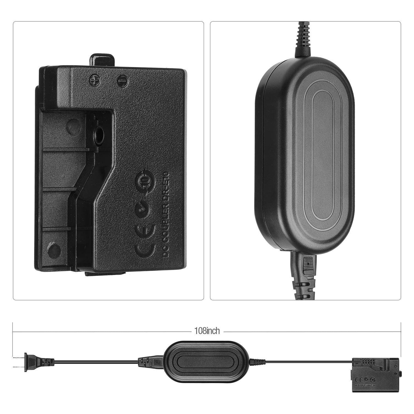 ENEGON ACK-E10, Adaptador de alimentación de CA DR-E10 Acoplador CC Kit Cargador batería simulado para Canon EOS Rebel T3 T5 T6 T7 Kiss X50 X70 X80 X90 EOS 1100D 1200D 1300D 1500D 2000D 4000D