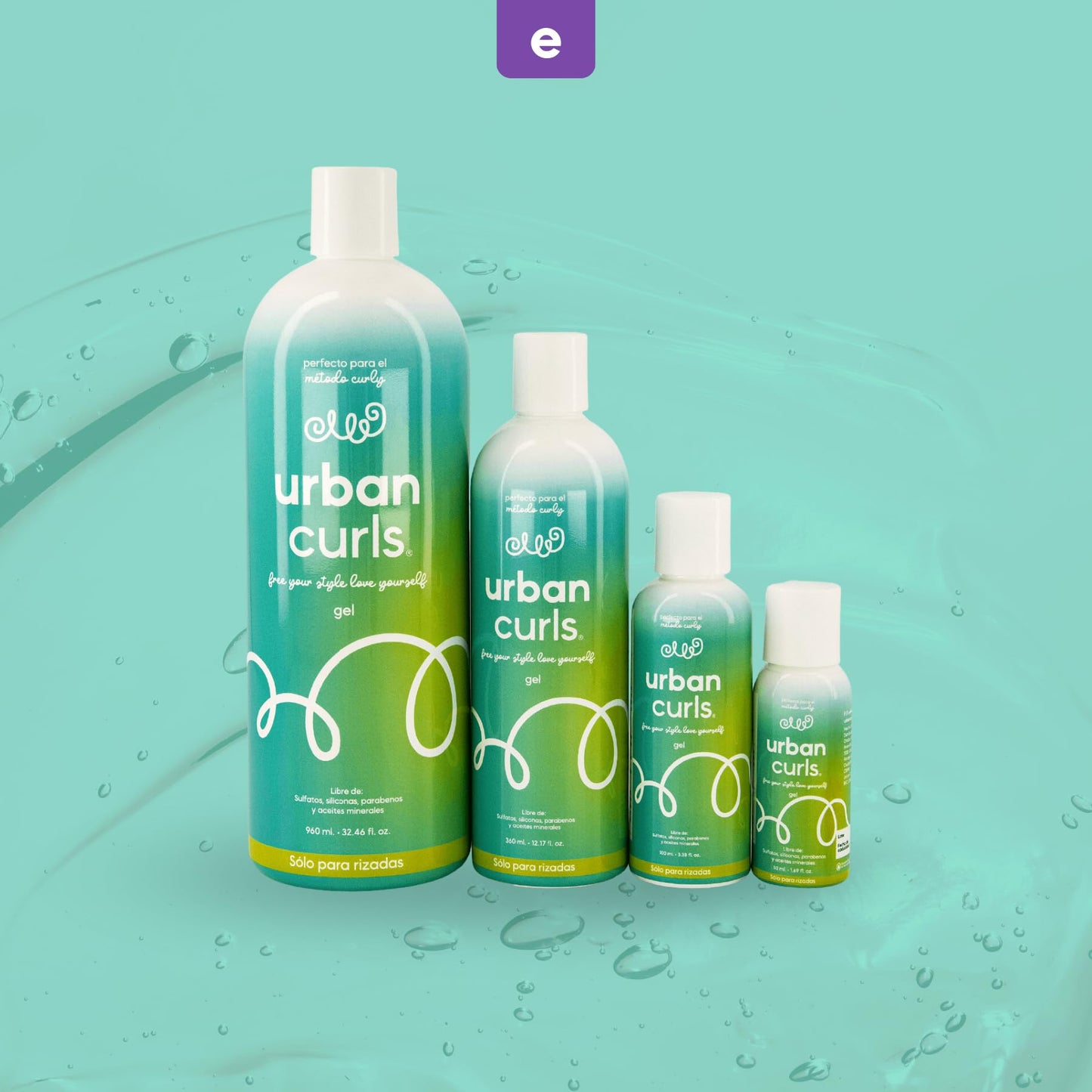 URBAN CURLS Gel para Definir Rizos con Aloe Vera 360 ml – Fijación Suave y Control de Frizz – Sin Sulfatos Parabenos Siliconas ni Aceites Minerales – 100% Natural y Orgánico para Cabello Rizado