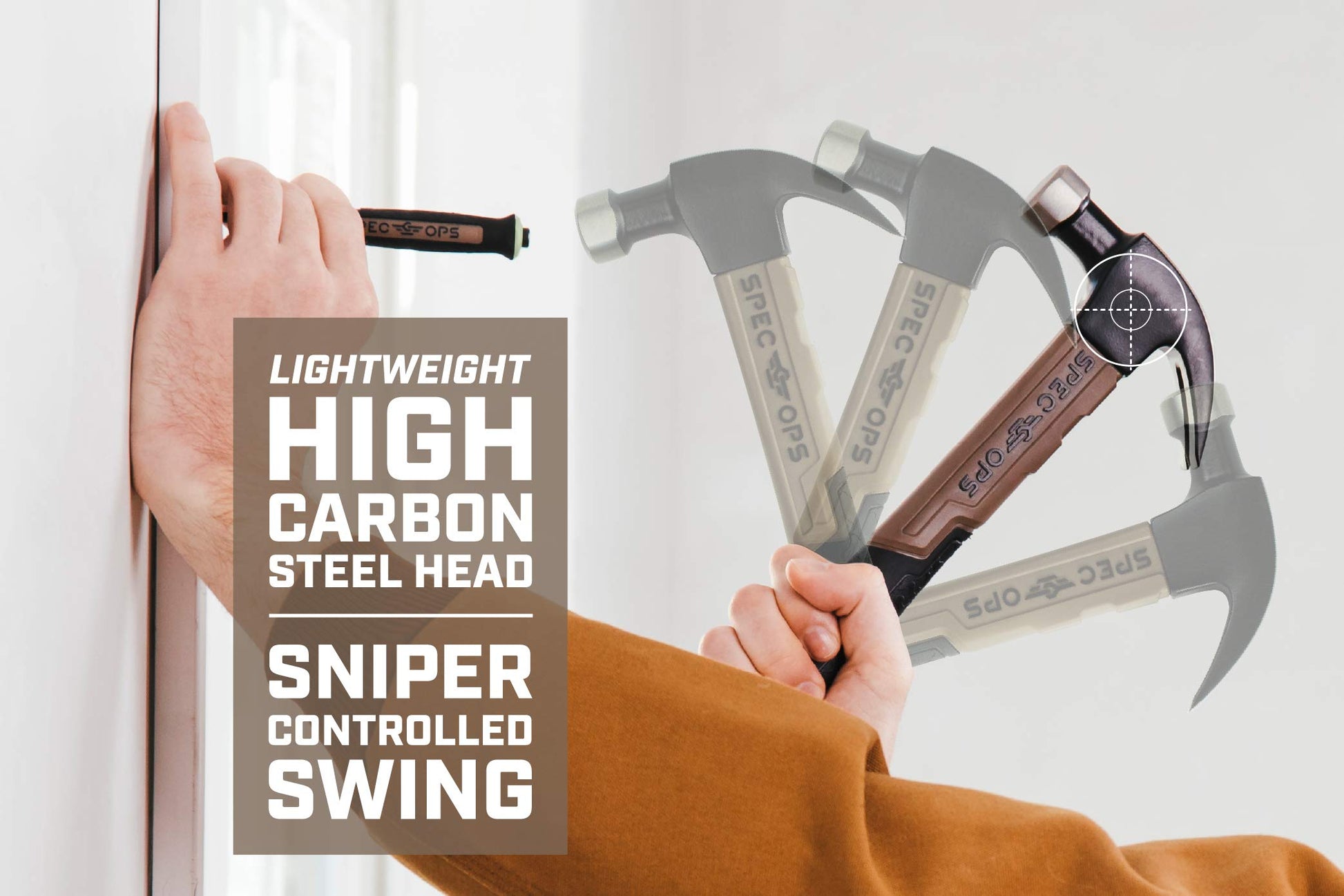 Martillo de Fibra de Vidrio Spec Ops Tools Negro, 20 Onzas, Cara Lisa, Garra Curva, Agarre Absorbente de Golpes