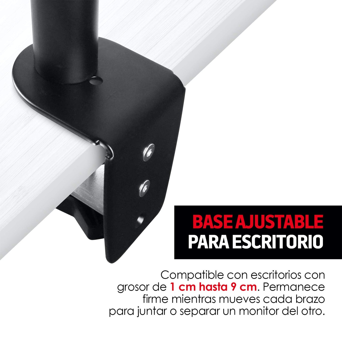 Soporte para Monitores Redlemon Negro Ajustable para Escritorios de 1 a 9 cm de Grosor