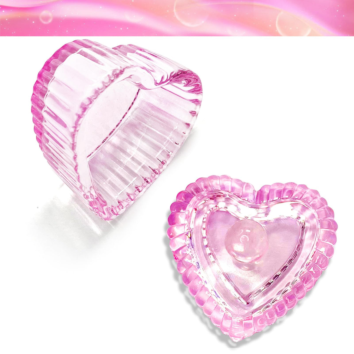 Plato de Vidrio Acrílico en Forma de Corazón Honey Joy Transparente para Arte de Uñas