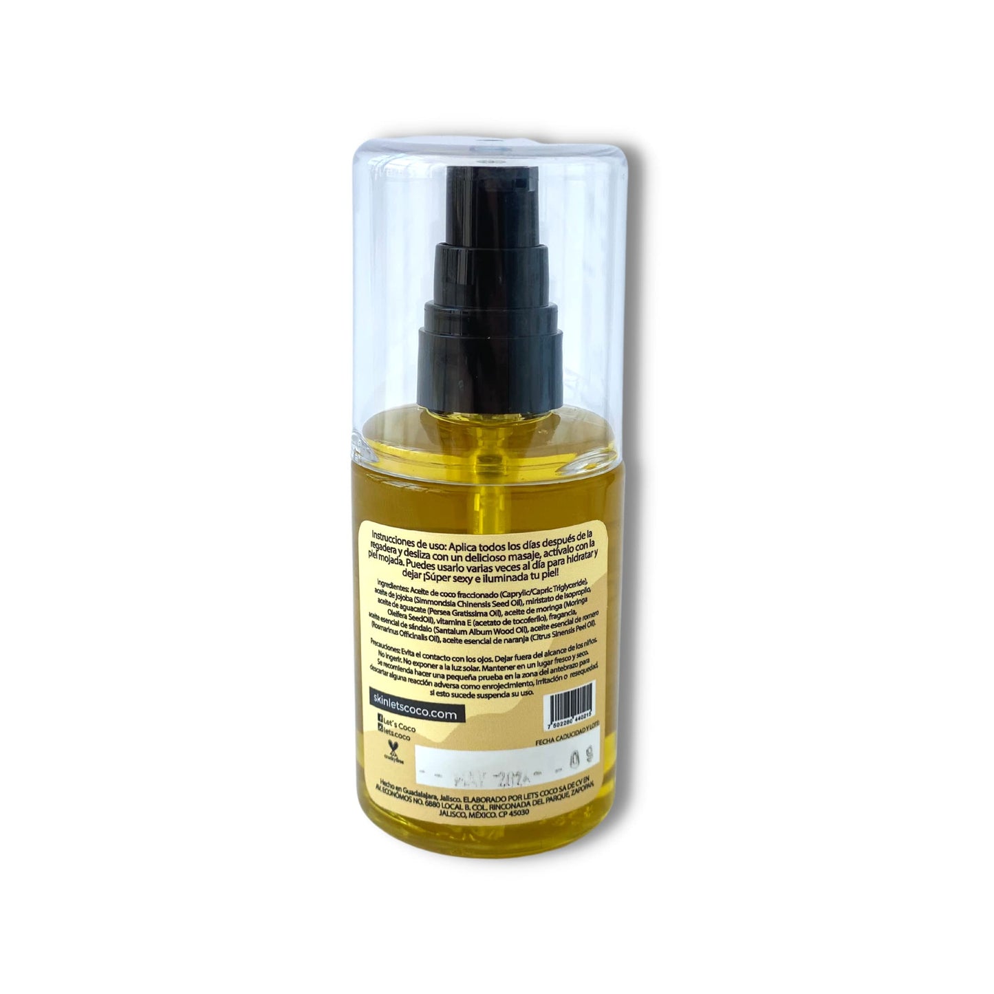 LET'S COCO | Golden Body Oil - Reafirma, hidrata e ilumina, Skin Let's Coco - Aceite de Jojoba y Sándalo Para Uso en Todo el Cuerpo, Hidrata y tonifica tu piel - Contenido Neto 100 ml - Ideal para viaje