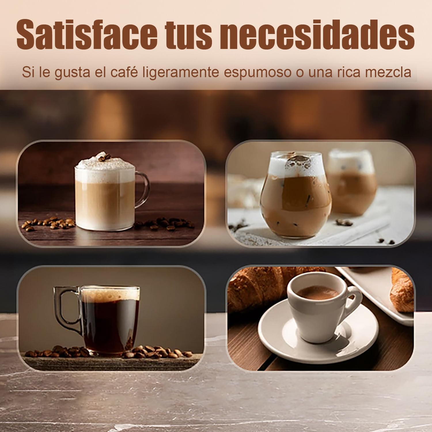 Cafetera Automática de Espresso，Cafetera Espresso y Cappuccino con Espumador de Leche, Pantalla Táctil Máquina de Café Profesional de Capuchinos Mocha y Latte, 1.7L, 20 Bares, 850W
