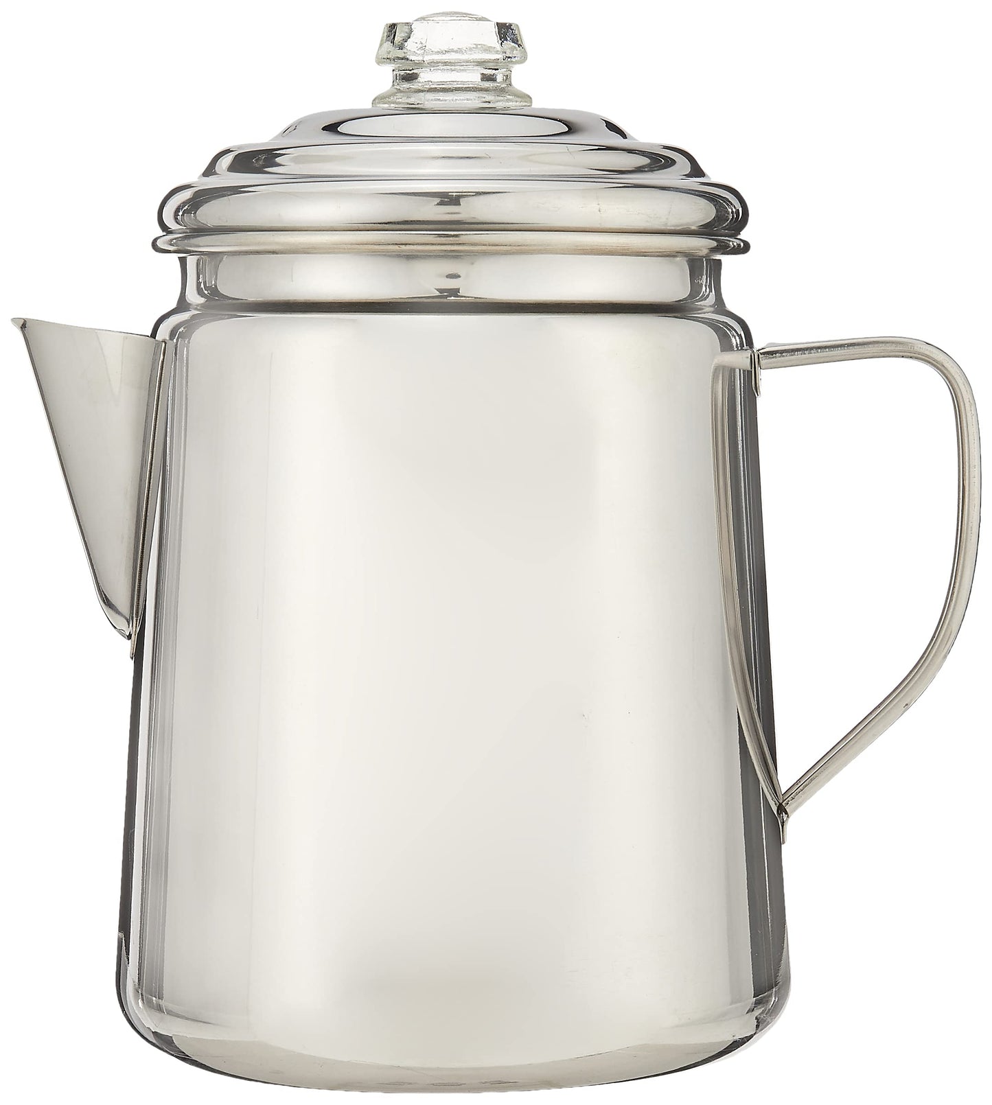 Coleman - Cafetera Percoladora de acero inoxidable con capacidad de 12 tazas, ligera, sin filtro, duradera al aire última intervensión para camping, mochileros, caravanas, fogatas y más