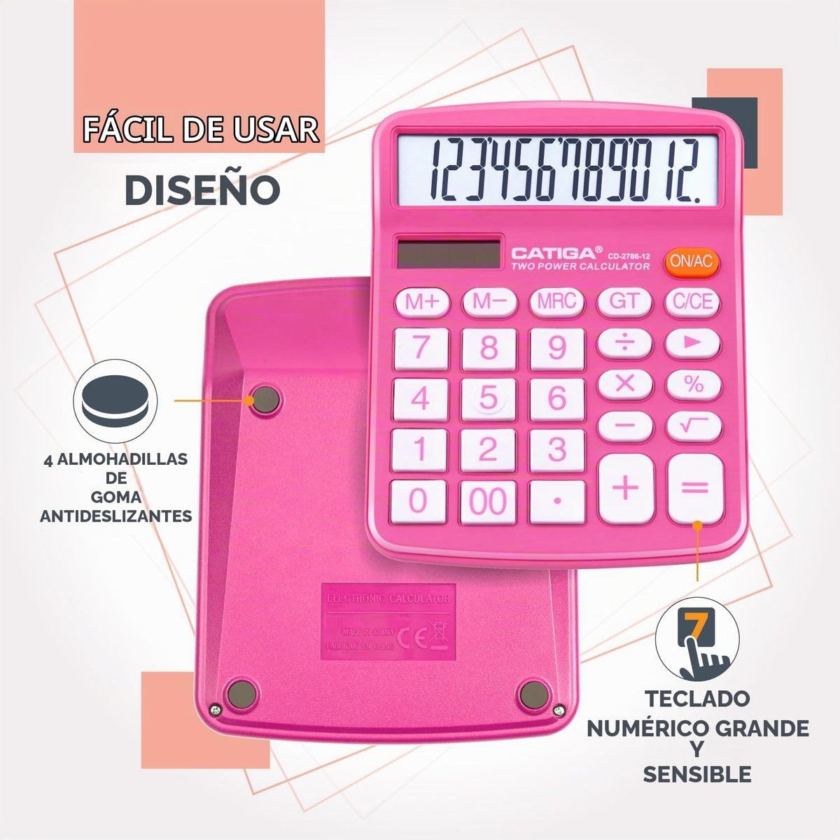 Calculadora de Escritorio CD-2786 con Gran Pantalla LCD y Doble Alimentación Solar y Batería
