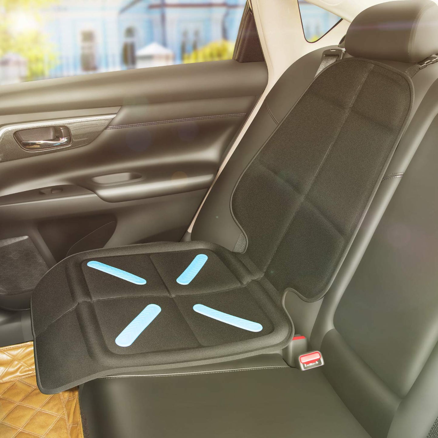 Shynerk - Funda de asiento de coche para asientos de coche para niños y bebés, protector de asiento de coche para debajo de los asientos de coche para proteger la tapicería de piel y tela del vehículo