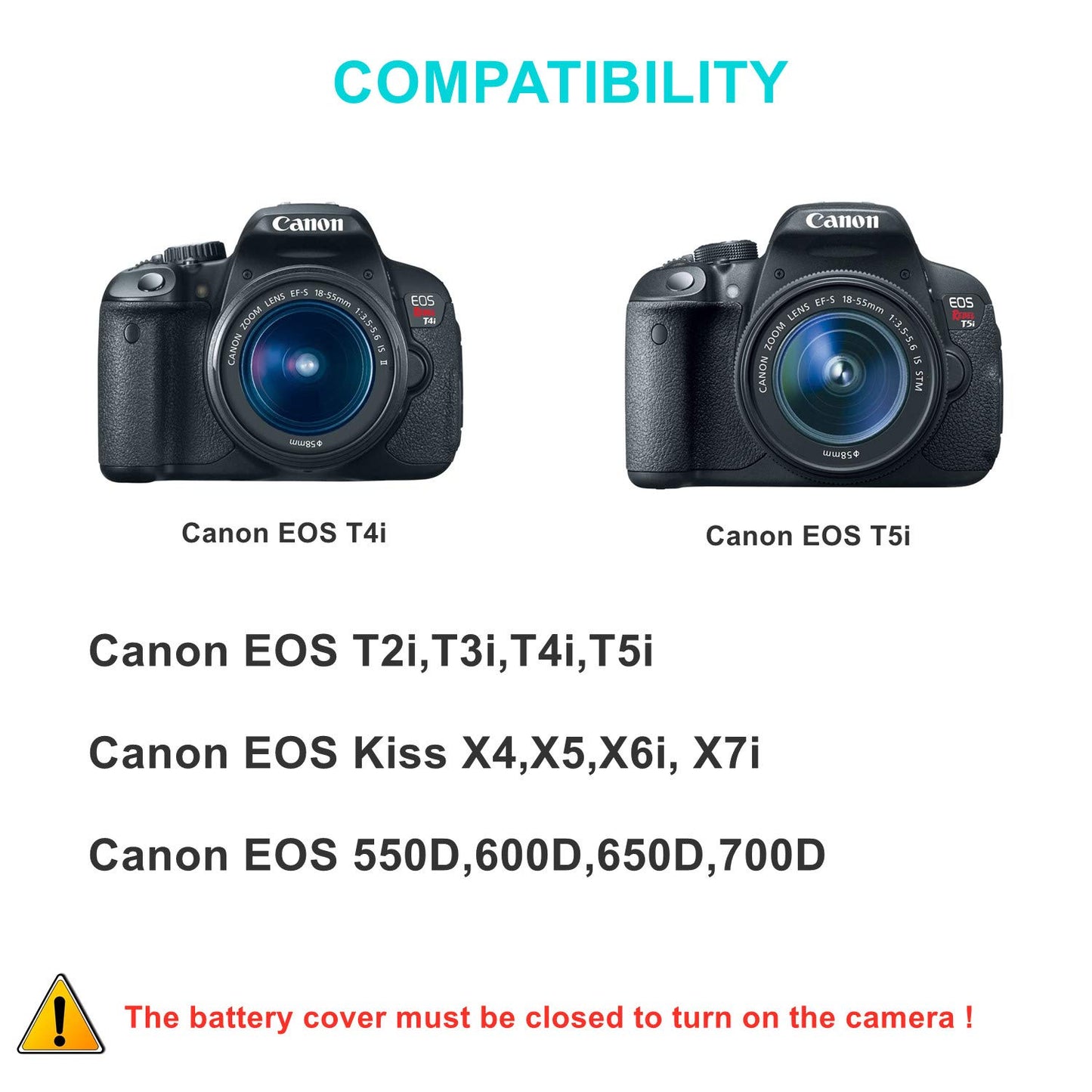 Tengdaxing ACK-E8 - Kit de adaptador de corriente LP-E8 con cable para cámaras Canon EOS Rebel T2i/T3i/T4i/T5i (550D/600D/650D/700D) Kiss X7i/X6i/X5/X4