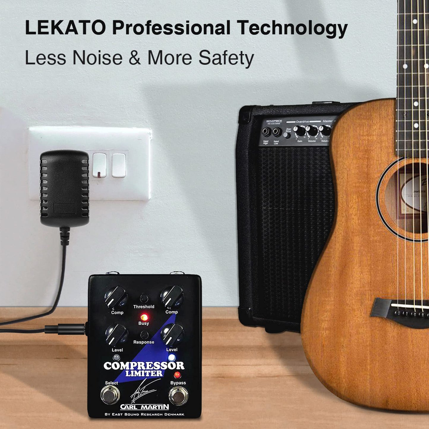 LEKATO Pedal de efecto de pedal de guitarra con función de sintonizador, bucles de pedal de bucle 9 bucles de 40 minutos de tiempo de grabación con cable USB y adaptador de fuente de alimentación de pedal de 9 V 0.6 A